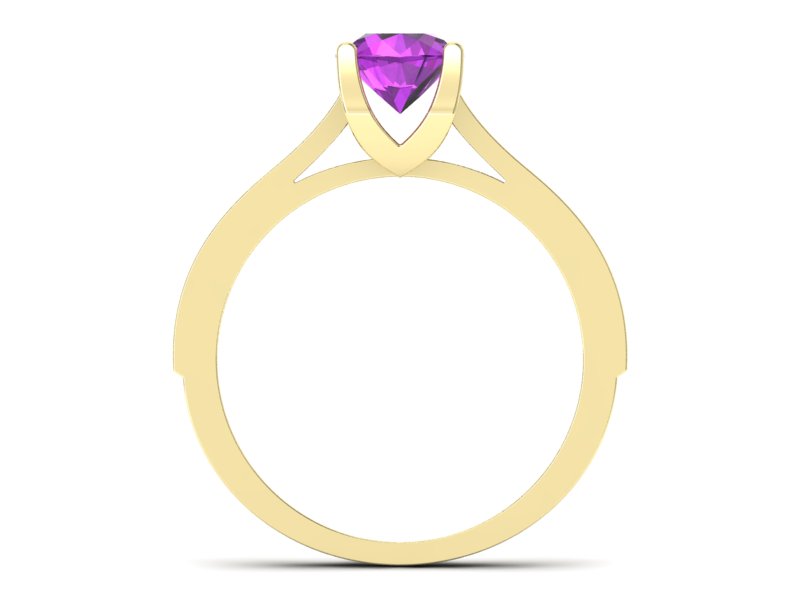 Pierścionek z ametystem i diamentami żółte złoto - p16165zam - 2