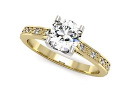 Pierścionek z diamentami żółte i białe złoto 585 - p16165zb