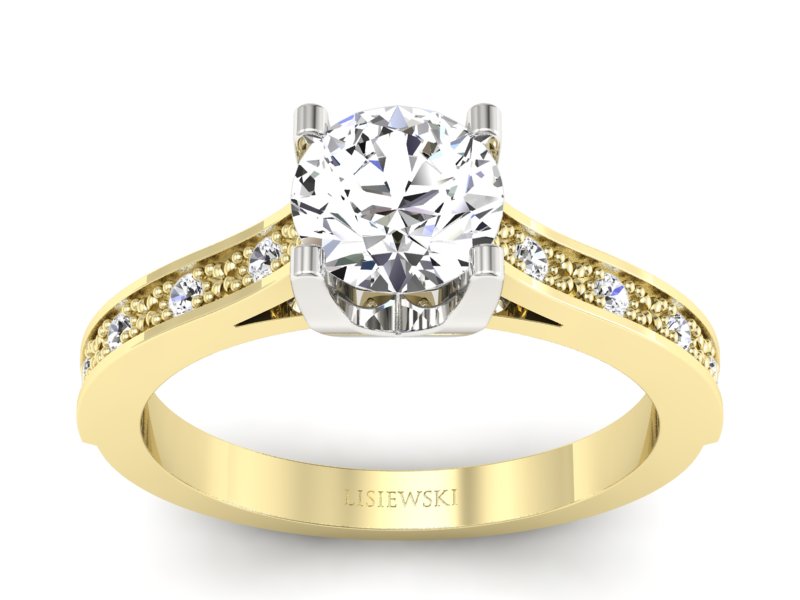 Pierścionek z diamentami żółte i białe złoto - p16165zb - 1