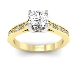 Pierścionek z diamentami żółte i białe złoto - p16165zb