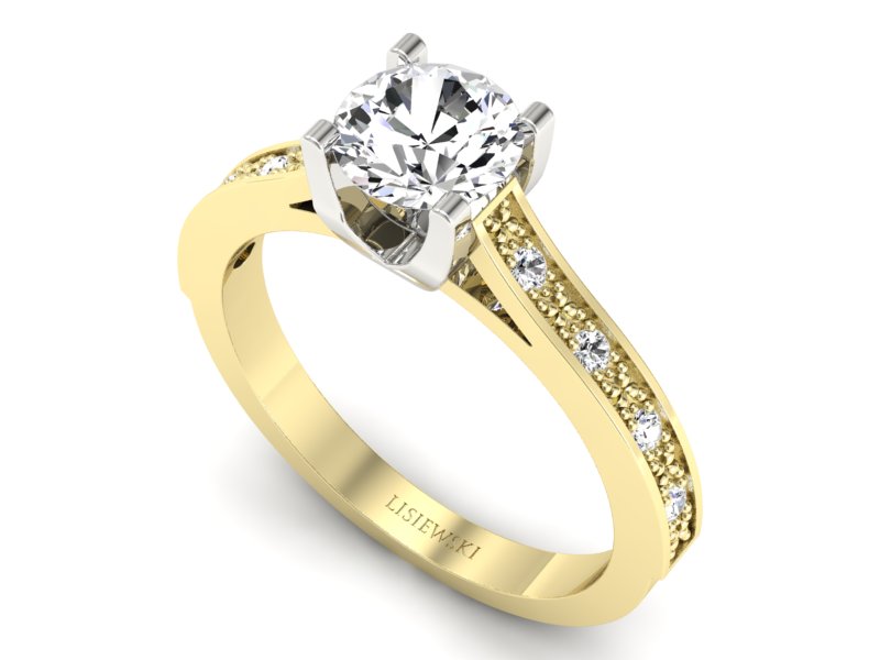 Pierścionek z diamentami żółte i białe złoto - p16165zb - 3