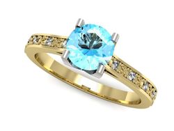 Pierścionek topaz i brylanty białe i żółte złoto - p16165zba