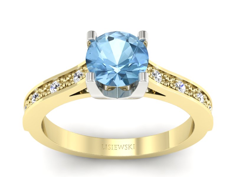 Pierścionek topaz i brylanty białe i żółte złoto - p16165zba - 1