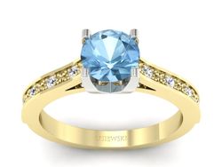 Pierścionek topaz i brylanty białe i żółte złoto - p16165zba