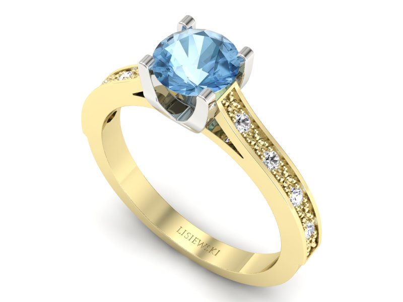 Pierścionek topaz i brylanty białe i żółte złoto - p16165zba - 3