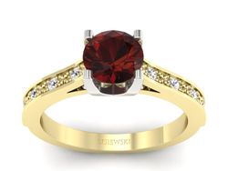Złoty pierścionek z granatem i diamentami - p16165zbgr