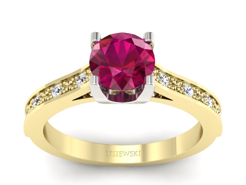 Pierścionek z rubinem i diamentami - p16165zbr - 1