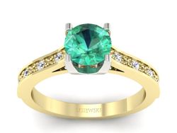 Złoty pierścionek ze szmaragdem i diamentami - p16165zbsm