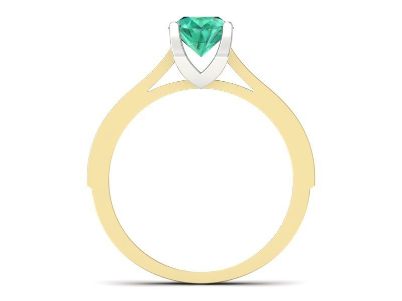 Złoty pierścionek ze szmaragdem i diamentami - p16165zbsm - 2