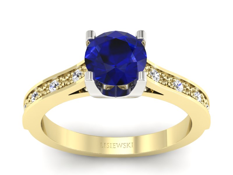 Złoty pierścionek spinel z brylantami - p16165zbsp - 1