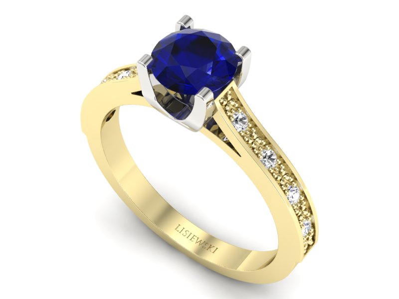 Złoty pierścionek spinel z brylantami - p16165zbsp - 3