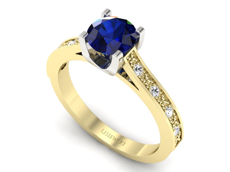 Pierścionek z szafirem i brylantami - p16165zbsz - 3