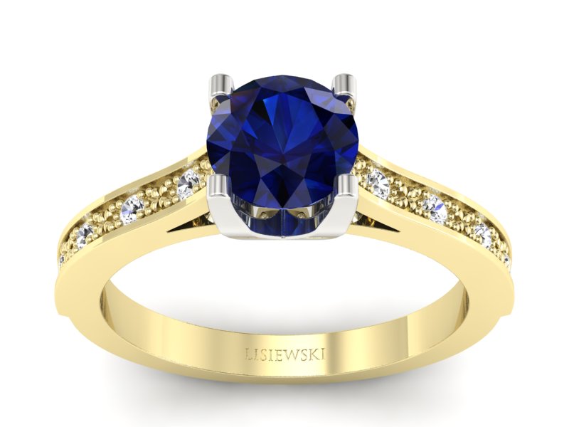 Pierścionek z szafirem i brylantami - p16165zbsz - 1