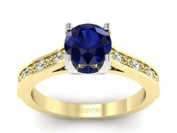 Pierścionek z szafirem i brylantami - p16165zbsz