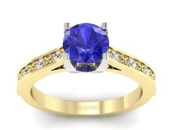 Pierścionek z szafirem i brylantami - p16165zbszc