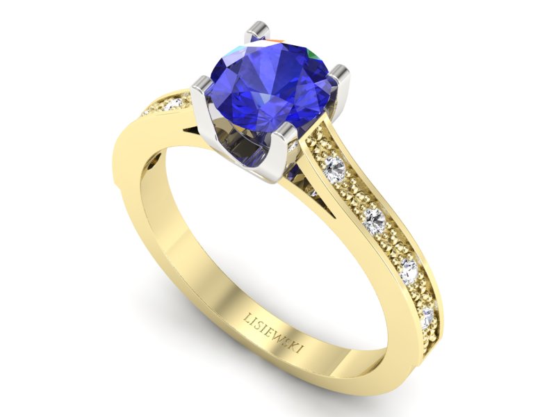 Pierścionek z szafirem i brylantami - p16165zbszc - 3