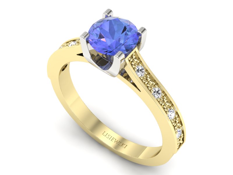 Pierścionek z tanzanitem i brylantami - p16165zbt - 3