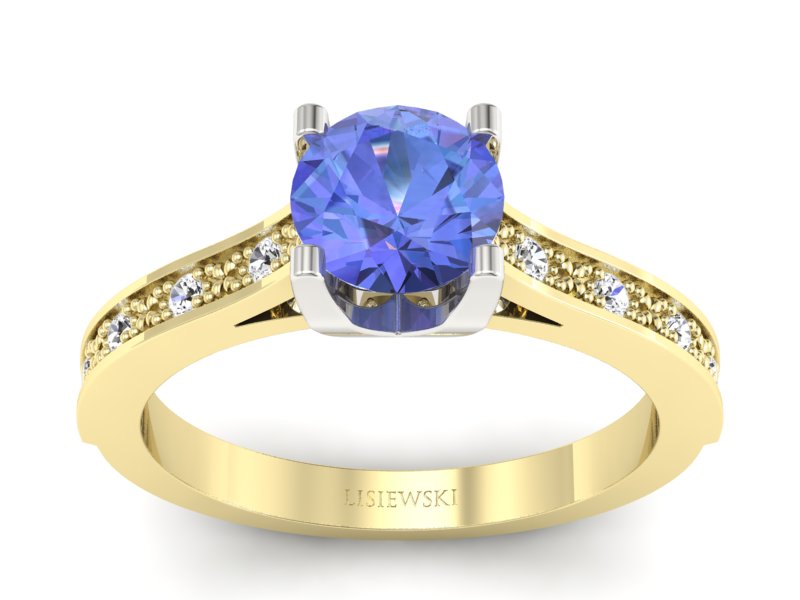 Pierścionek z tanzanitem i brylantami - p16165zbt - 1