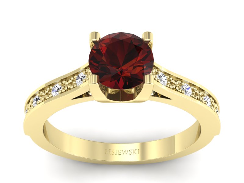 Złoty pierścionek z granatem żółte złoto - p16165zgr - 1