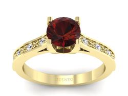 Złoty pierścionek z granatem żółte złoto - p16165zgr