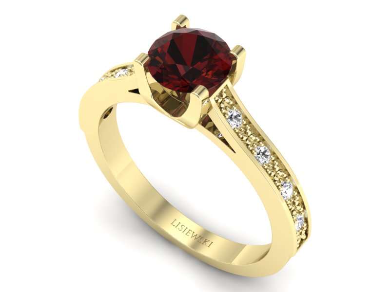 Złoty pierścionek z granatem żółte złoto - p16165zgr - 3