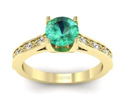 Złoty pierścionek ze szmaragdem i diamentami - p16165zsm