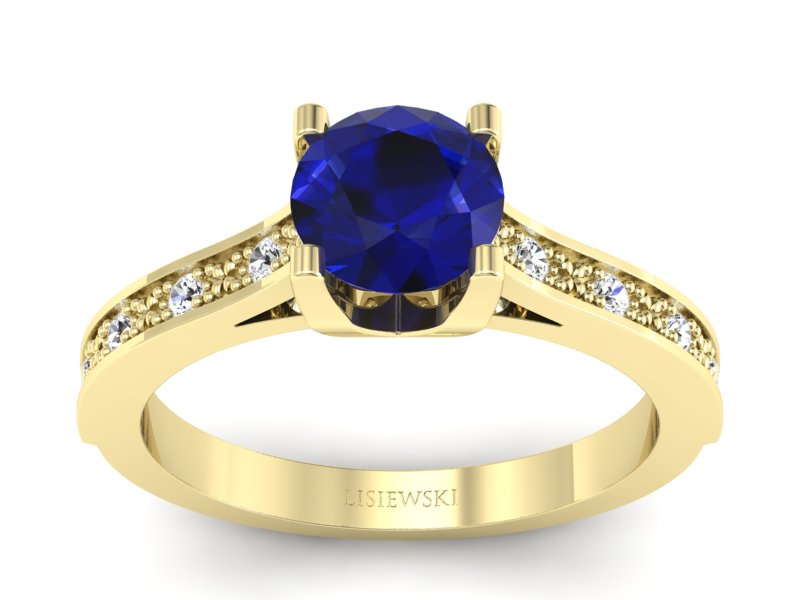 Złoty pierścionek ze spinelem i brylantami - p16165zsp - 1