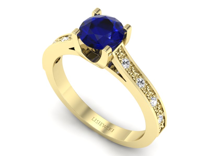 Złoty pierścionek ze spinelem i brylantami - p16165zsp - 3