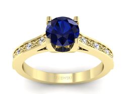 Złoty pierścionek z szafirem i brylantami - p16165zsz