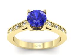 Złoty pierścionek z szafirem i brylantami - p16165zszc