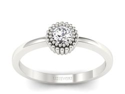 Złoty pierścionek z brylantem białe złoto - p16166b