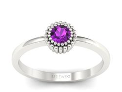 Złoty pierścionek z ametystem białe złoto - p16166bat