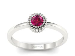 Złoty pierścionek z rubinem białe złoto - p16166br