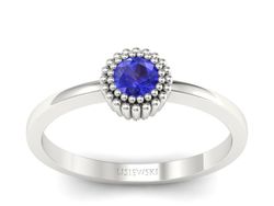 Złoty pierścionek z szafirem białe złoto - p16166bszc