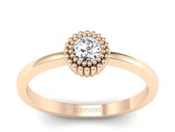 Złoty pierścionek z brylantem różowe złoto - p16166c