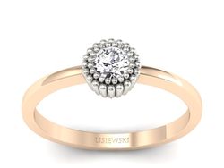 Pierścionek z brylantem różowe i białe złoto - p16166cb
