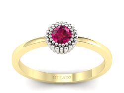 Pierścionek z rubinem żółte białe złoto - p16166zbr