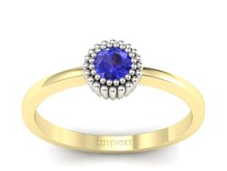 Pierścionek z szafirem żółte białe złoto - p16166zbszc