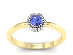 Pierścionek z tanzanitem żółte białe złoto - p16166zbt