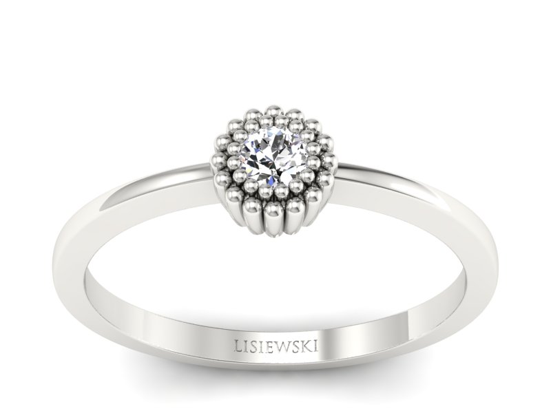 Pierścionek zaręczynowy z brylantem białe złoto - p16167b - 1