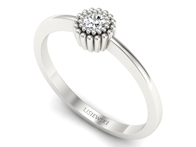 Pierścionek zaręczynowy z brylantem białe złoto - p16167b - 3