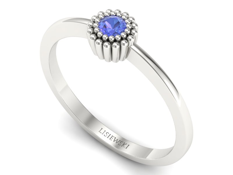 Złoty pierścionek z ametystem białe złoto - p16167bat - 3