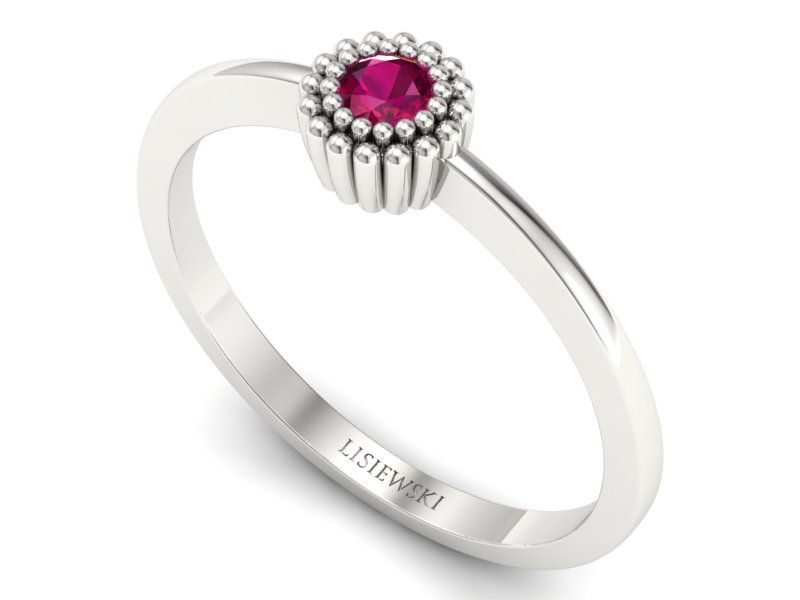 Złoty pierścionek z rubinem białe złoto - p16167br - 3
