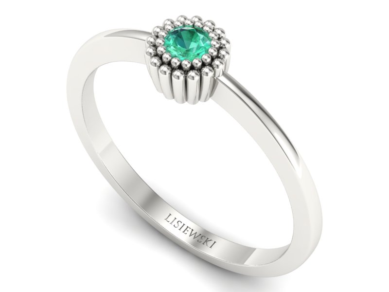 Romantyczny złoty pierścionek ze szmaragdem - p16167bsm - 3