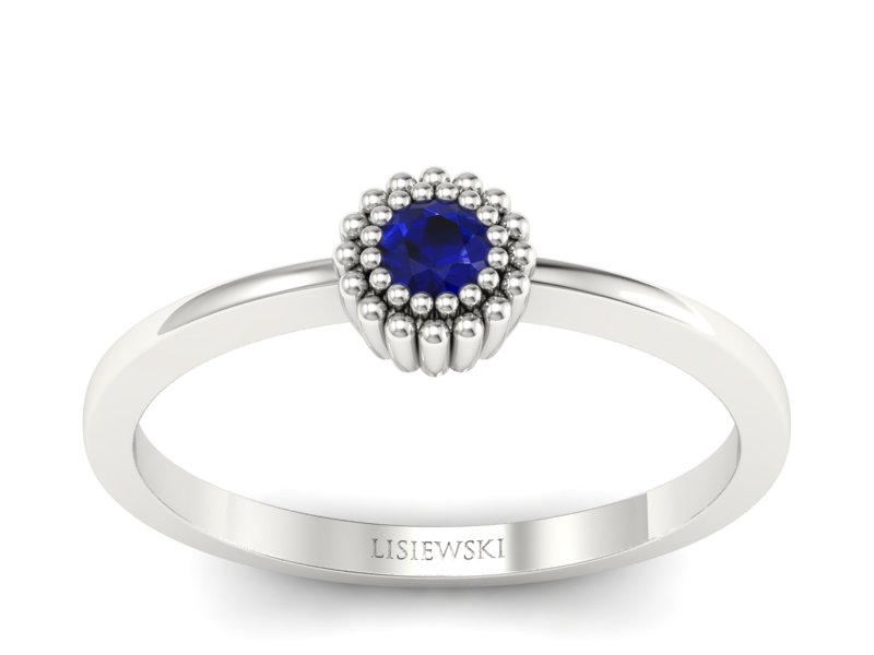 Złoty pierścionek białe złoto ze spinelem - p16167bsp - 1