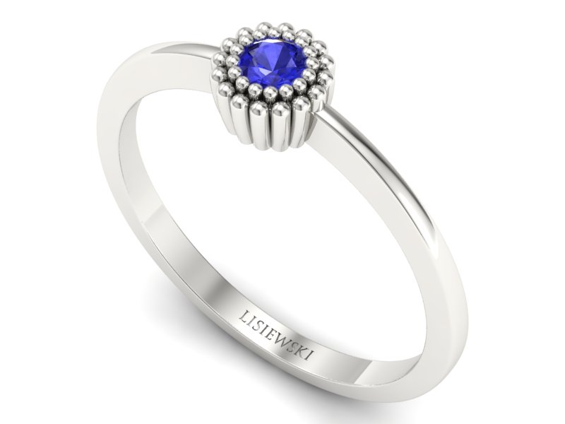 Złoty pierścionek z szafirem białe złoto - p16167bszc - 3