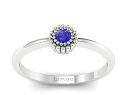 Złoty pierścionek z szafirem białe złoto - p16167bszc