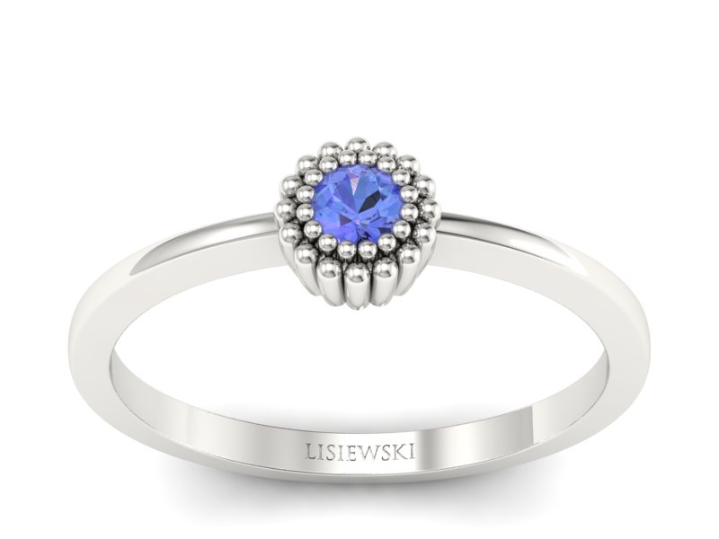 Złoty pierścionek z tanzanitem białe złoto - p16167bt - 1