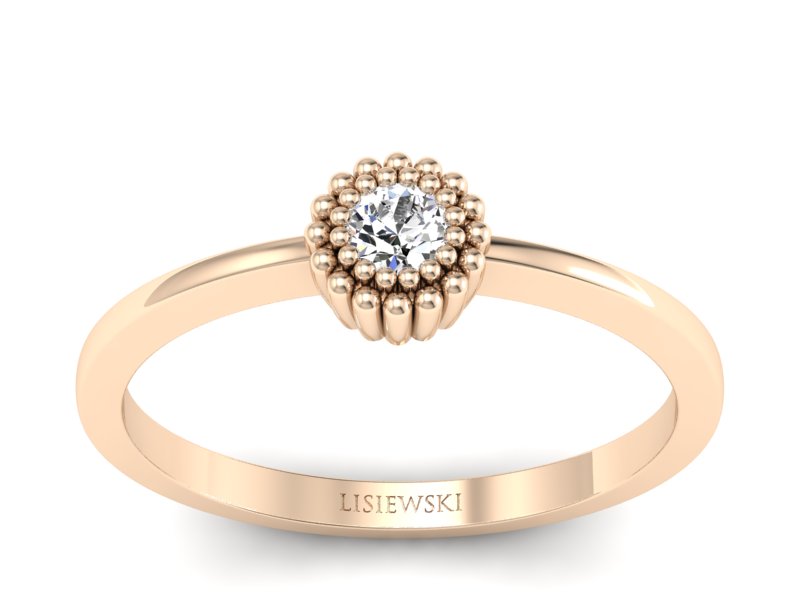 Złoty pierścionek z brylantem różowe złoto - p16167c - 1