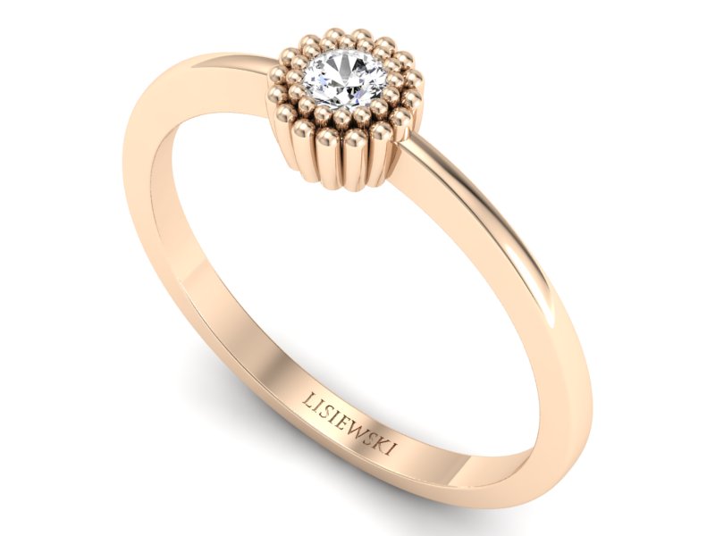 Złoty pierścionek z brylantem różowe złoto - p16167c - 3